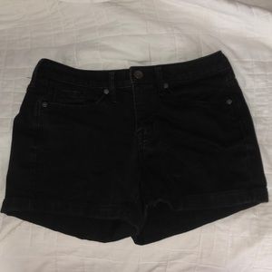 mossimo high rise midi denim shorts
